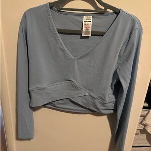 Gymshark Workout Top Long Sleeve Gym Shirt V-Neck Top Crop Top Athleisure